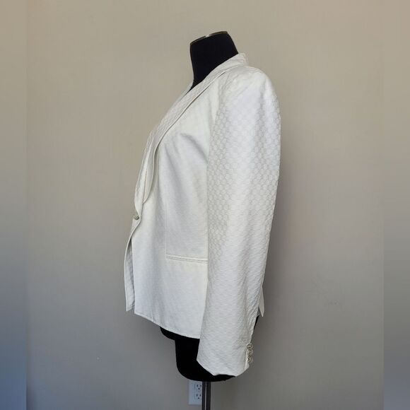 Giorgio Armani Black Label White Cotton Blazer Suit Jacket Lined Designer EU 48 - Picture 3 of 16